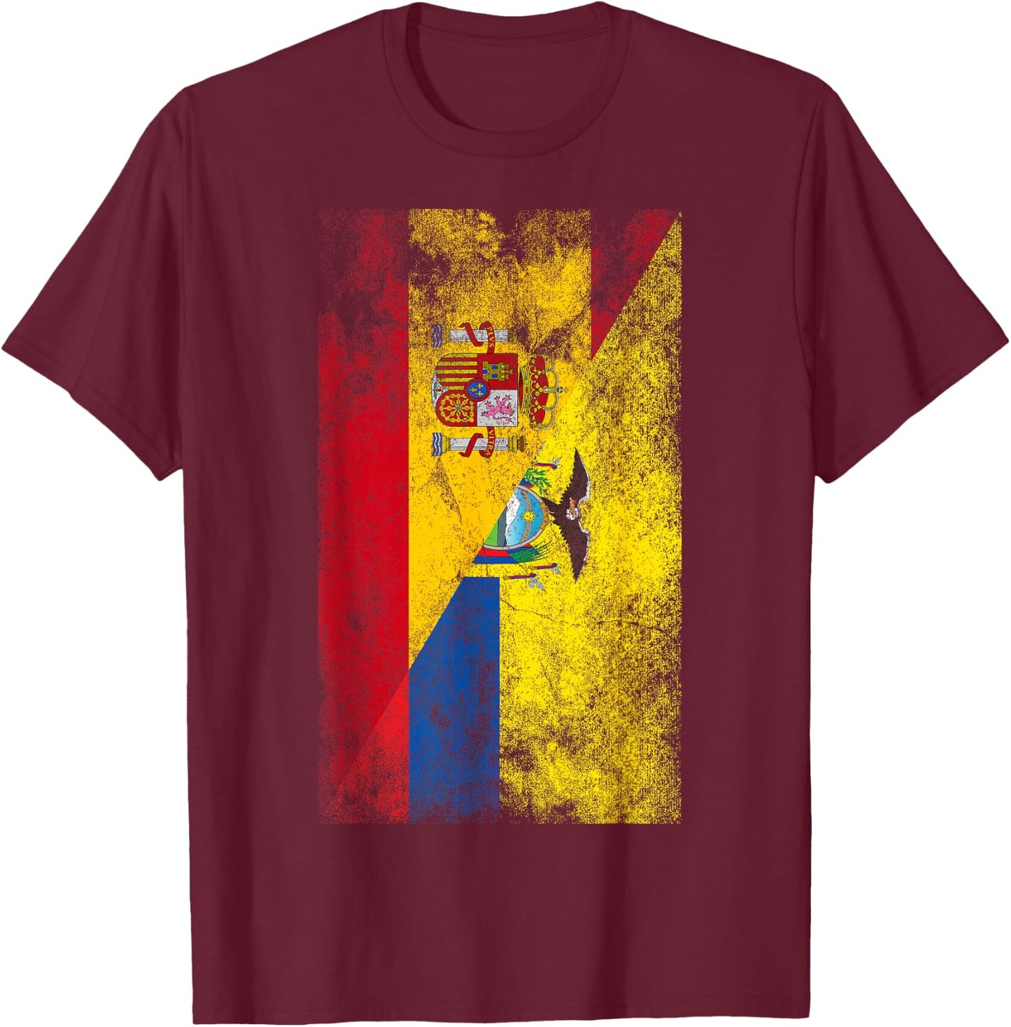 Spain & Ecuador Flags - Spanish Ecuadorian T-Shirt - T-Shirt | Maroon