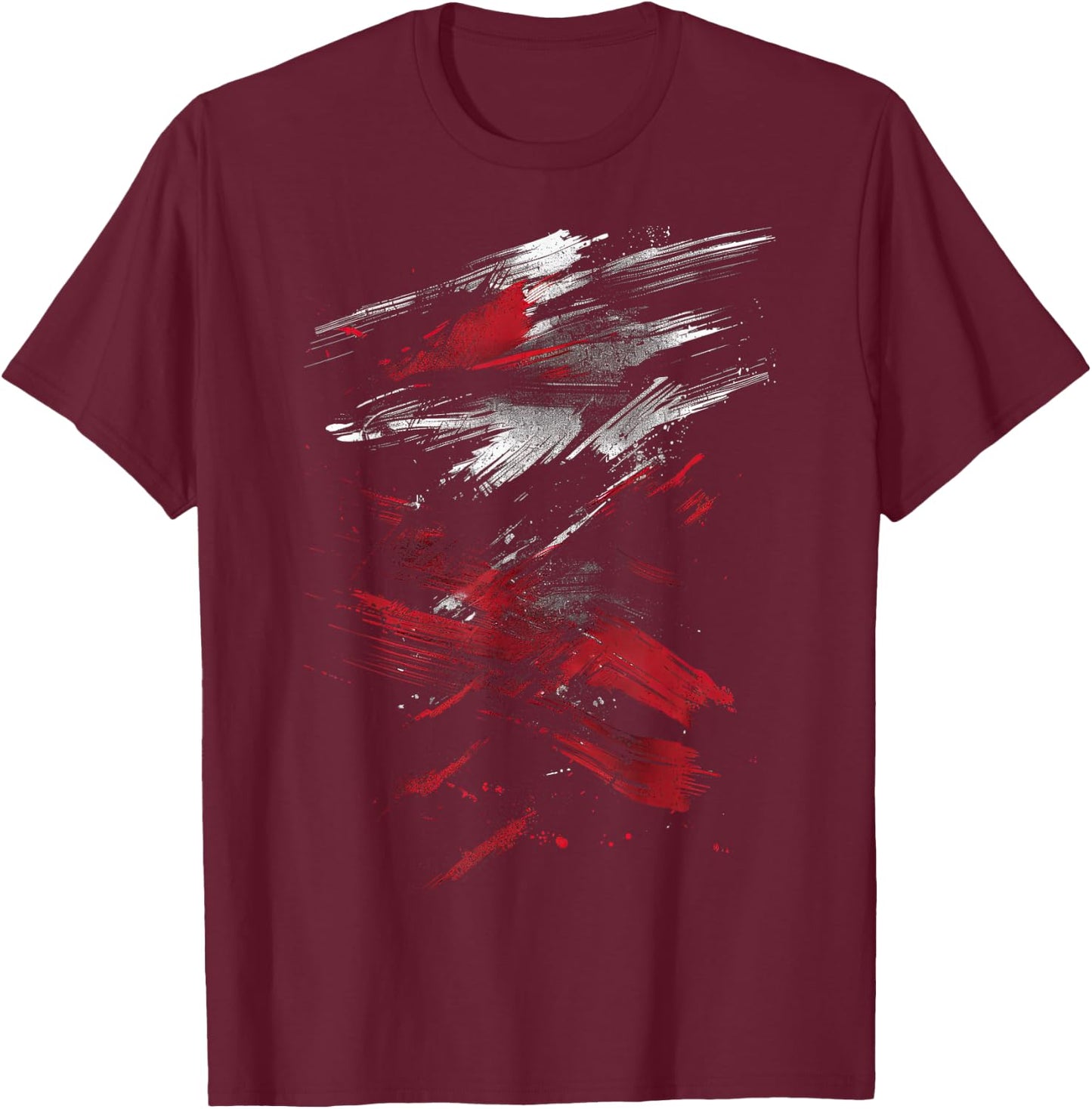 Red and Black Dynamic Splatter Graphic T-Shirt - T-Shirt | Maroon