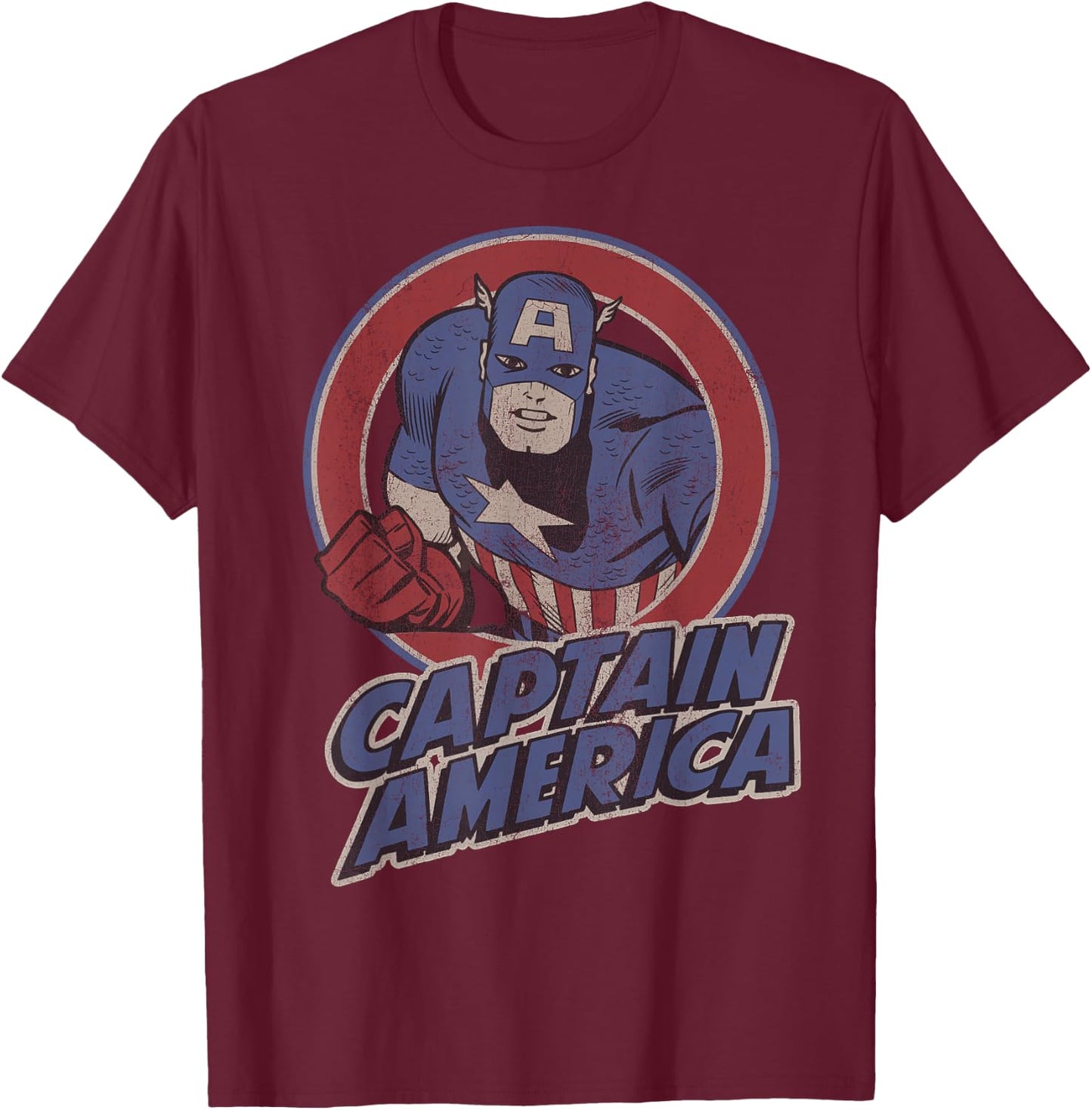 Marvel Captain America Retro Style Portrait T-Shirt - T-Shirt | Maroon