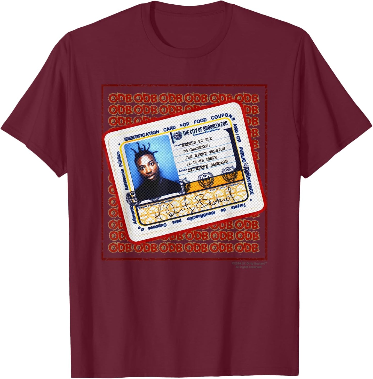 ODB Ol Dirty Ba--ard ID Return Chambers Brooklyn Zoo Mix T-Shirt - T-Shirt | Maroon