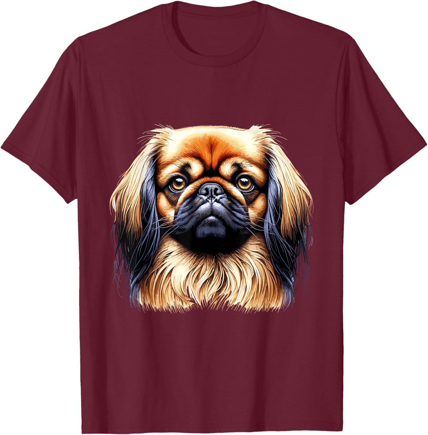 Dog Face - Pekingese Men Women Kids T-Shirt - T-Shirt | Maroon