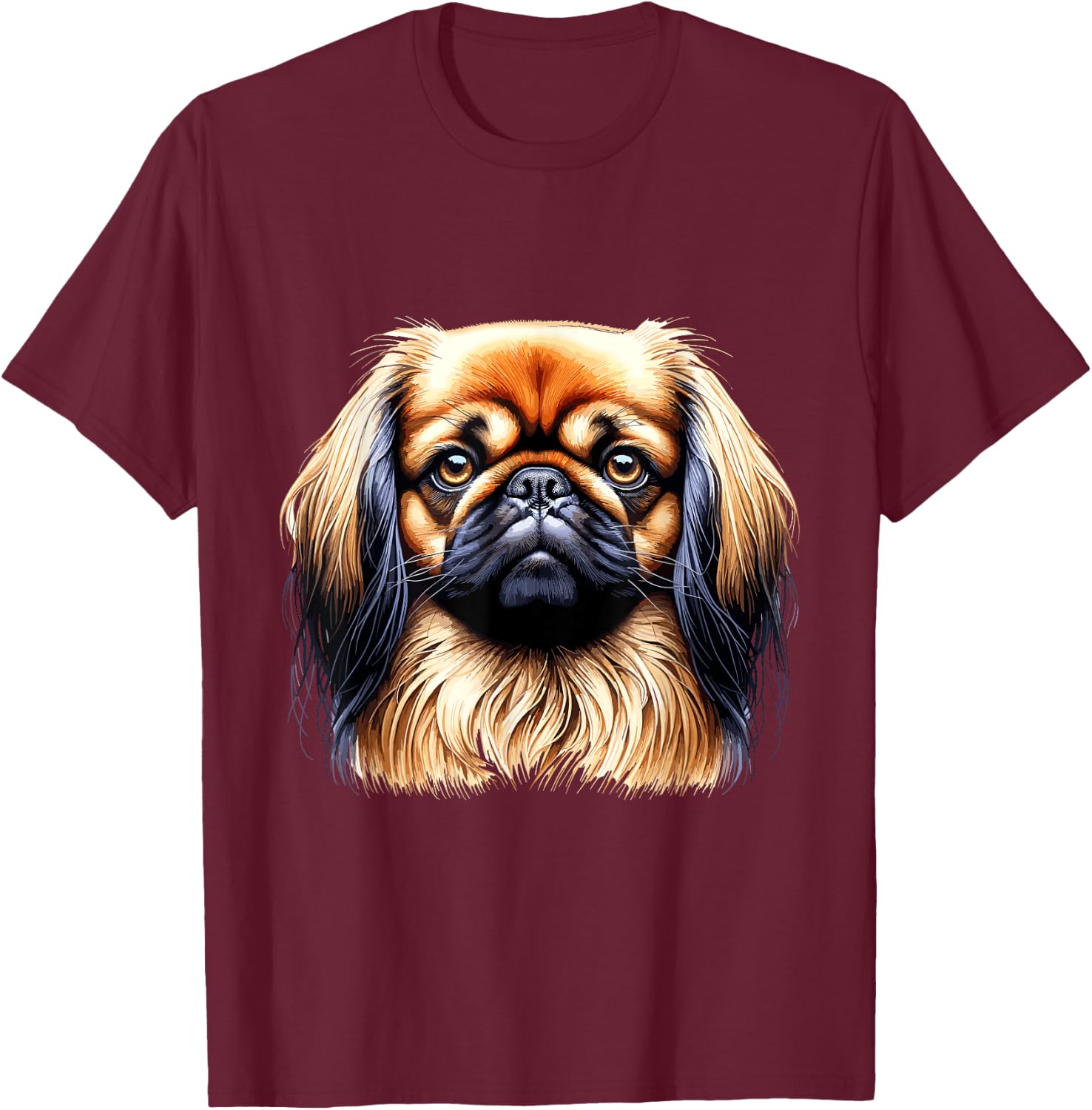 Dog Face - Pekingese Men Women Kids T-Shirt - T-Shirt | Maroon