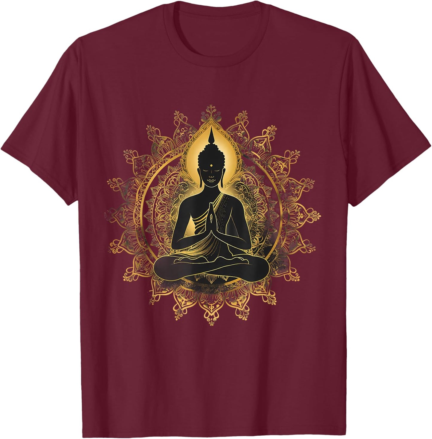Meditation Zen Buddha Mandala Spiritual Buddhist Hindu T-Shirt - T-Shirt | Maroon