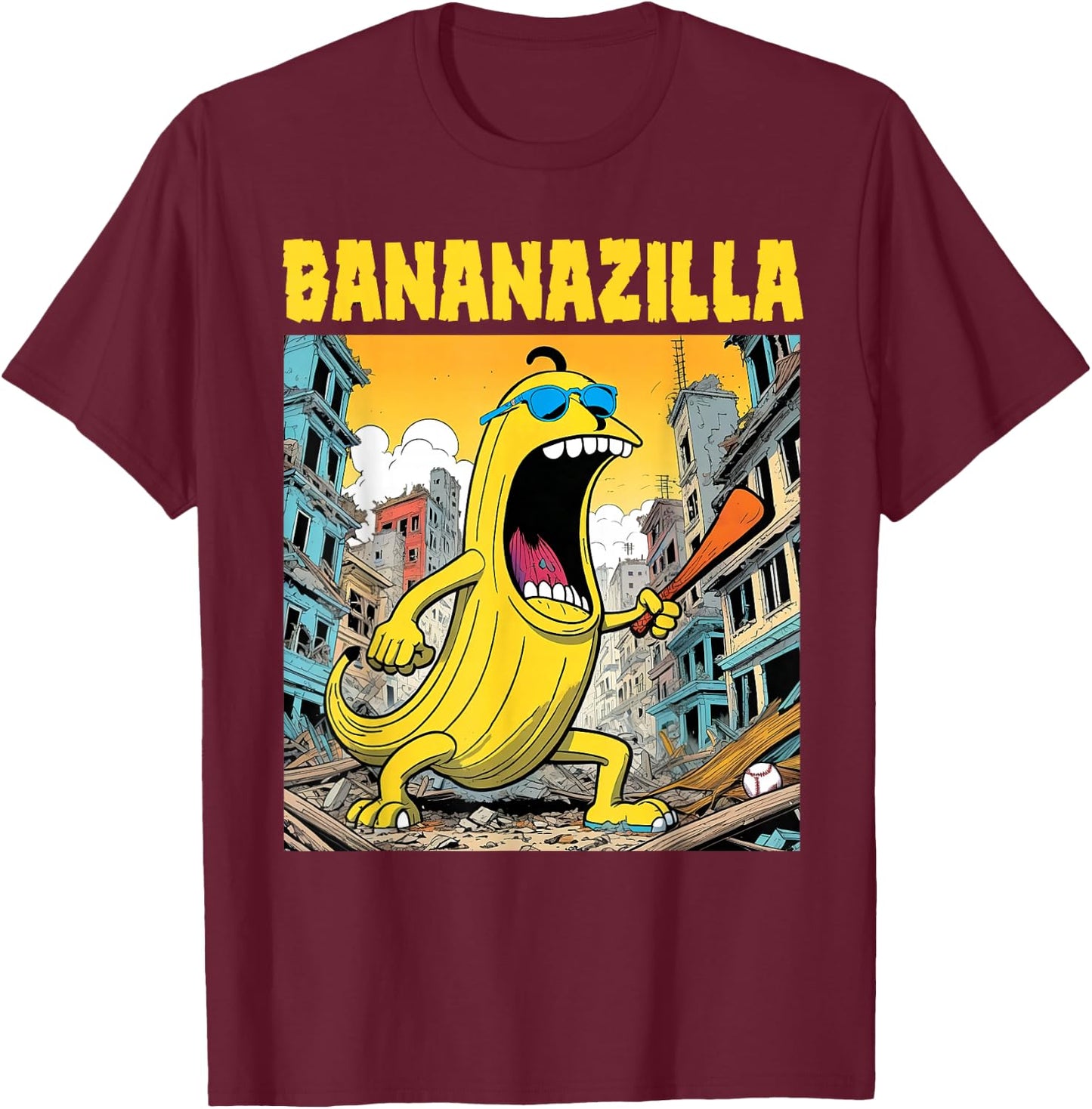 Bananazilla Banana Baseball Monster Bananas Kids Youth Boys T-Shirt - T-Shirt | Maroon
