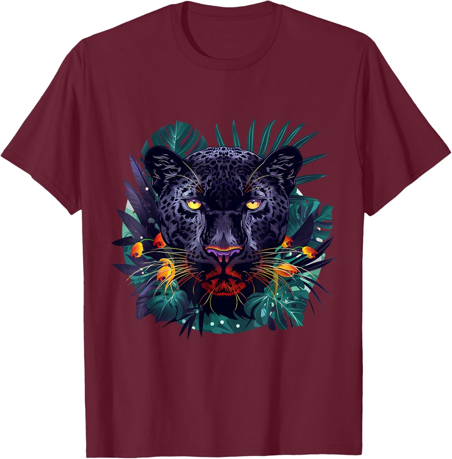 Panther Drawing Panther Lover Portrait Nature Artwork T-Shirt - T-Shirt | Maroon