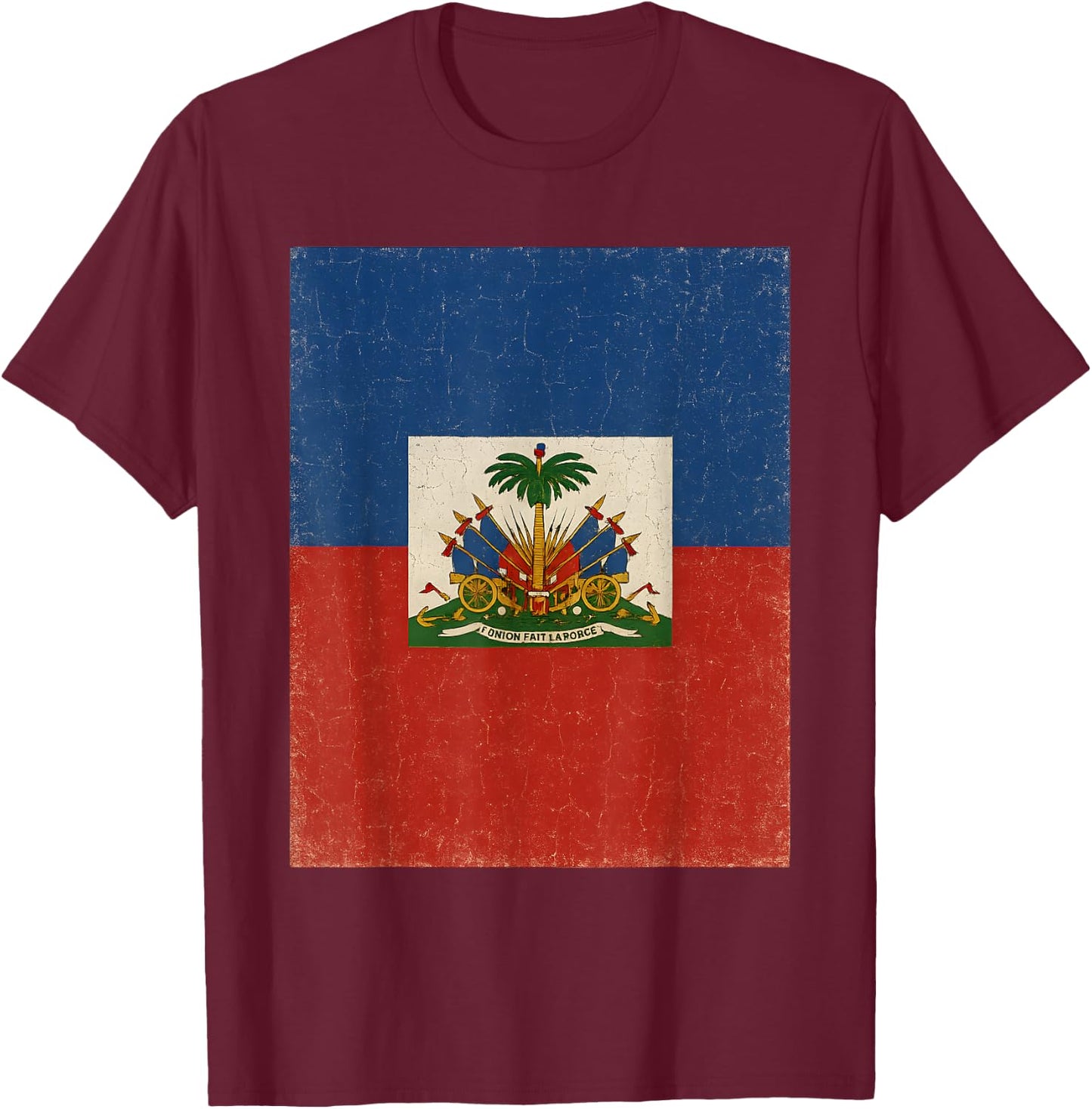 Haiti Haitian Flag Caribbean T-Shirt - T-Shirt | Maroon