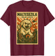 MALTESEZILA Parody Japanese Art Maltese Dog Mom Dad Design T-Shirt - T-Shirt | Maroon
