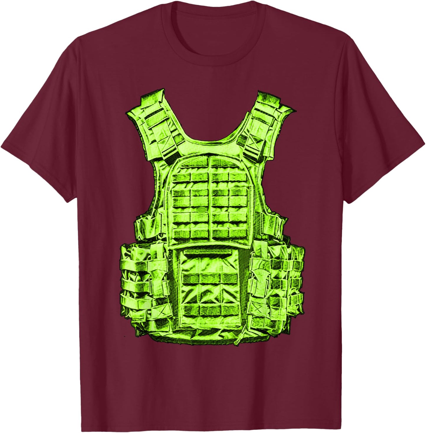 Green Staying Ready Green Color Graphic T-Shirt - T-Shirt | Maroon