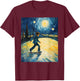 Aesthetic Surrealism Starry Night Boy Skateboarding T-Shirt - T-Shirt | Maroon