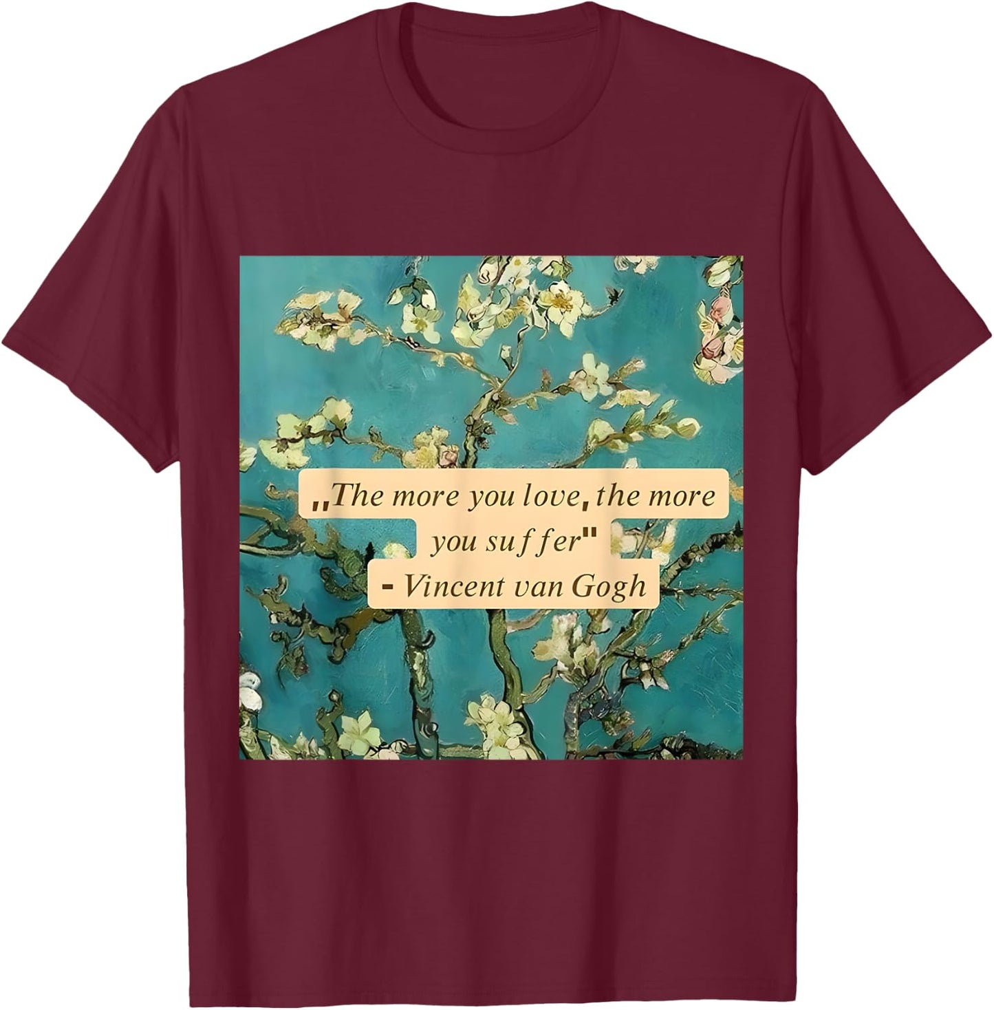 Almond Blossom Vincent Van Gogh Fans Famous Artist Tribute T-Shirt - T-Shirt | Maroon