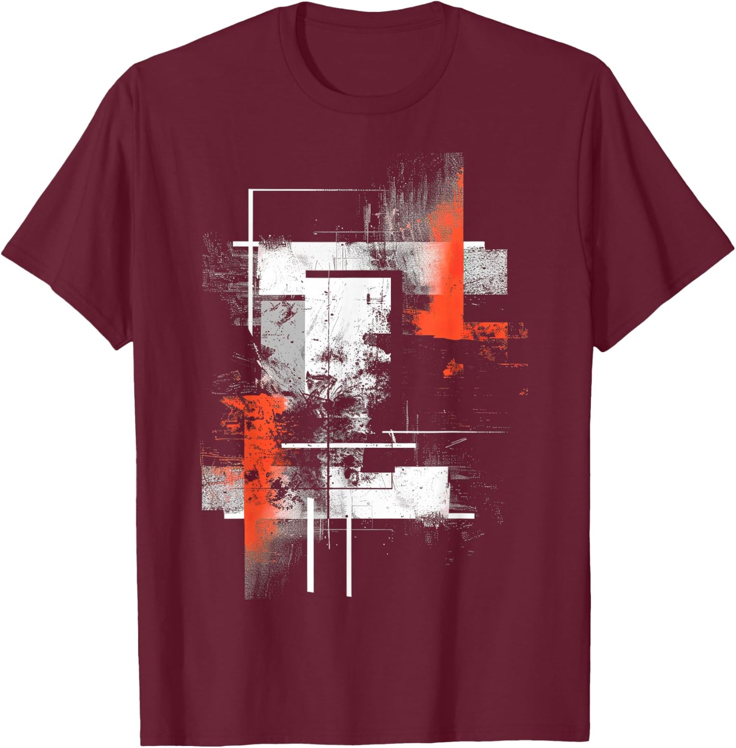 White Orange Abstract | | S - 6XL | Graphic T-Shirt - T-Shirt | Maroon