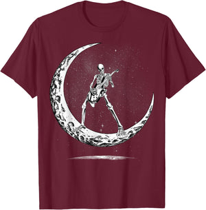Skeleton Playing Guitar Rock And Roll Band Kids T-Shirt - T-Shirt | Maroon
