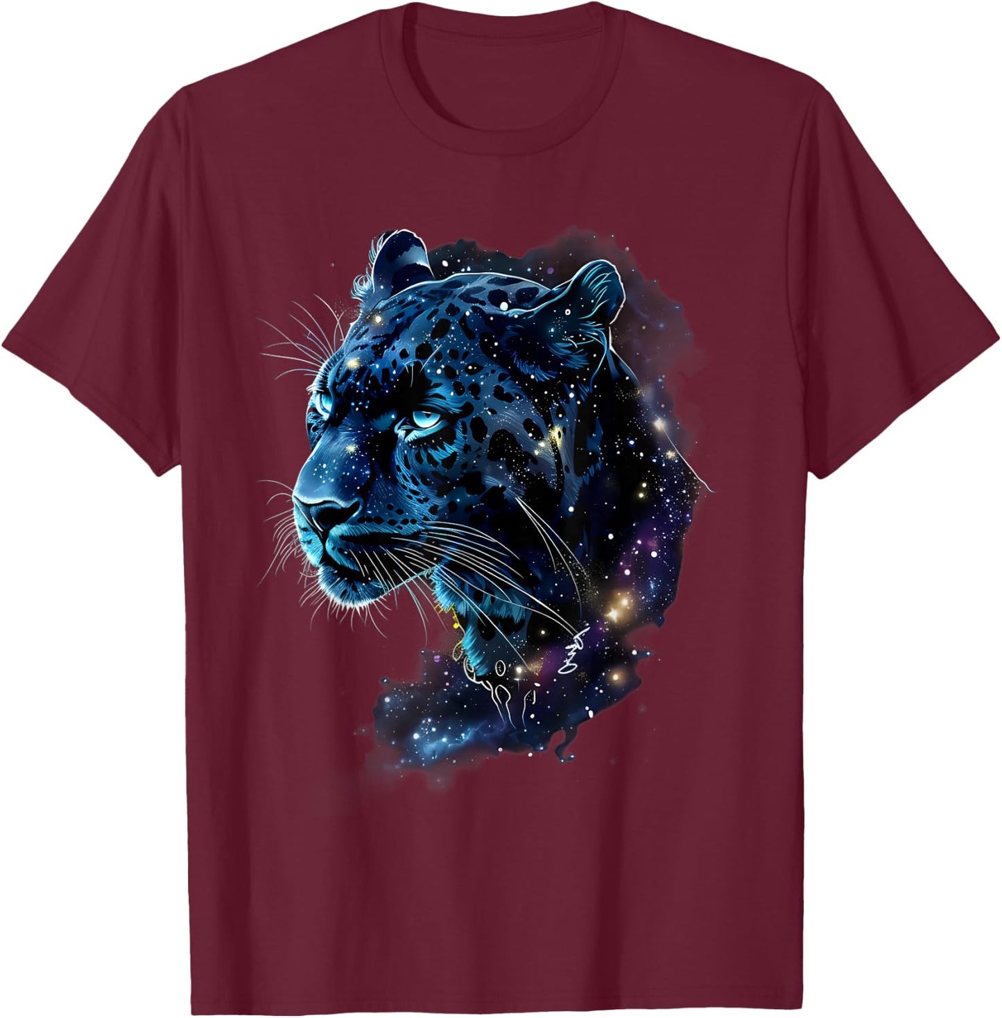 Tropical Jungle Animal Art Panther Lover - -Adults, Kids - Black - Small - Short Sleeve - Classic Fit - Animal Print Panther Graphic T-Shirt - T-Shirt | Maroon