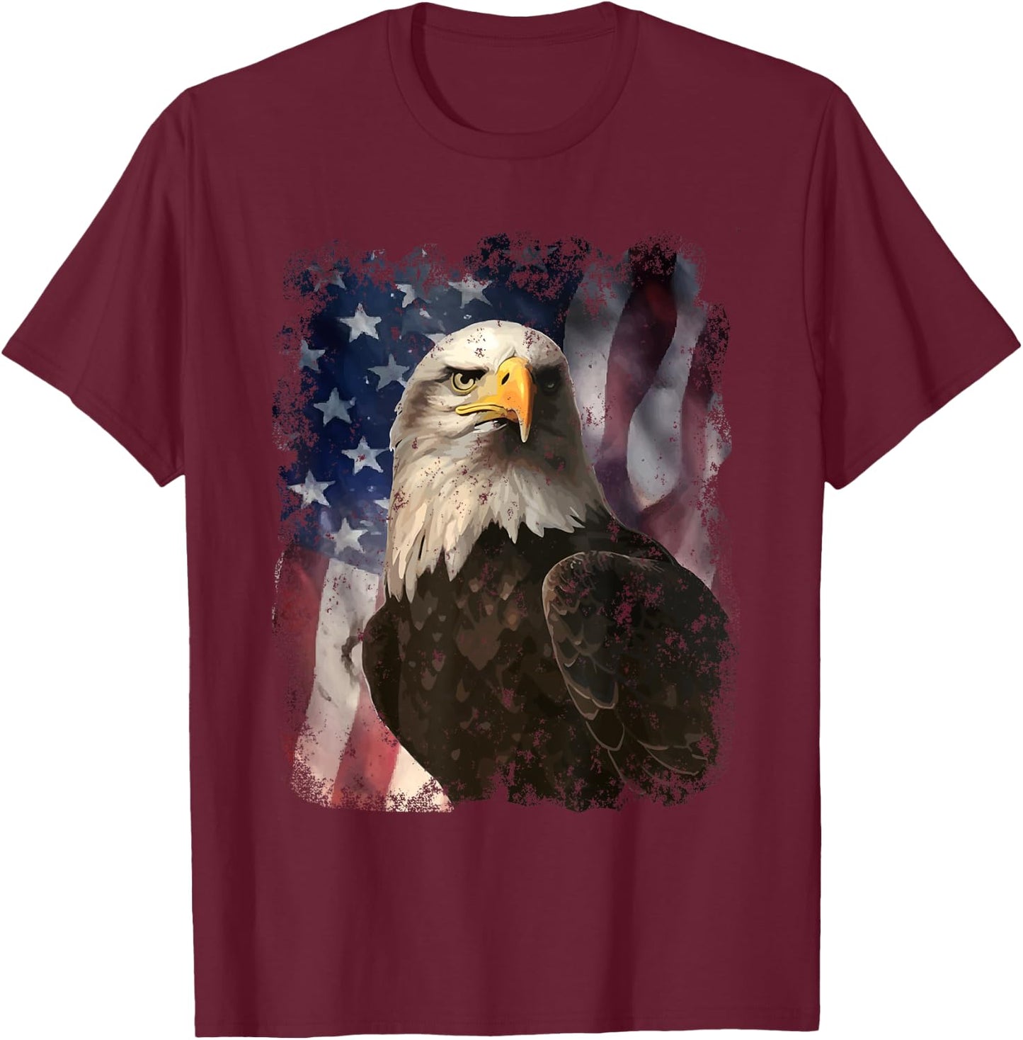 Patriotic Eagle 4th Of July USA American Flag T-Shirt - T-Shirt | Maroon