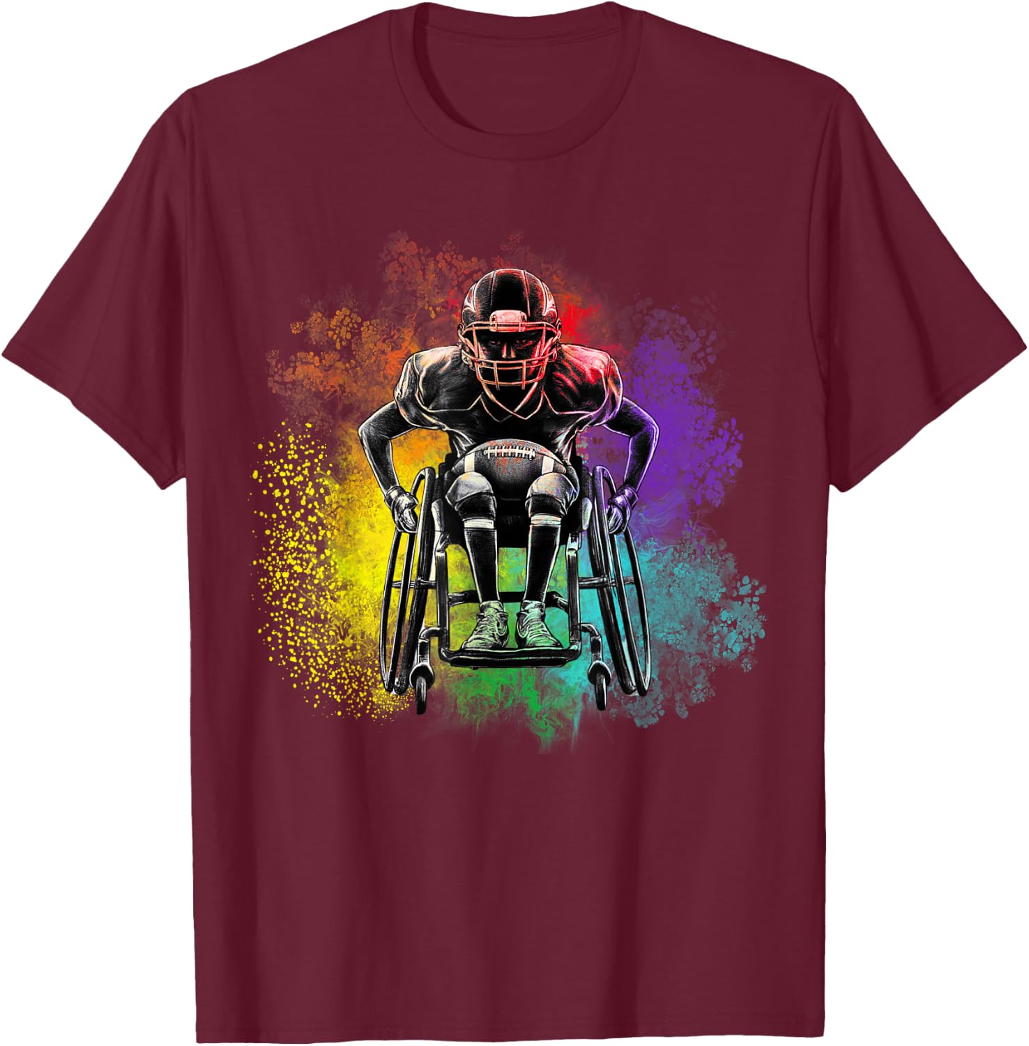 Football Wheelchair T-Shirt - T-Shirt | Maroon