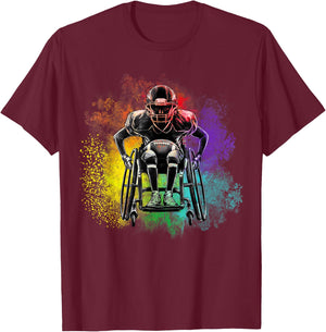 Football Wheelchair T-Shirt - T-Shirt | Maroon