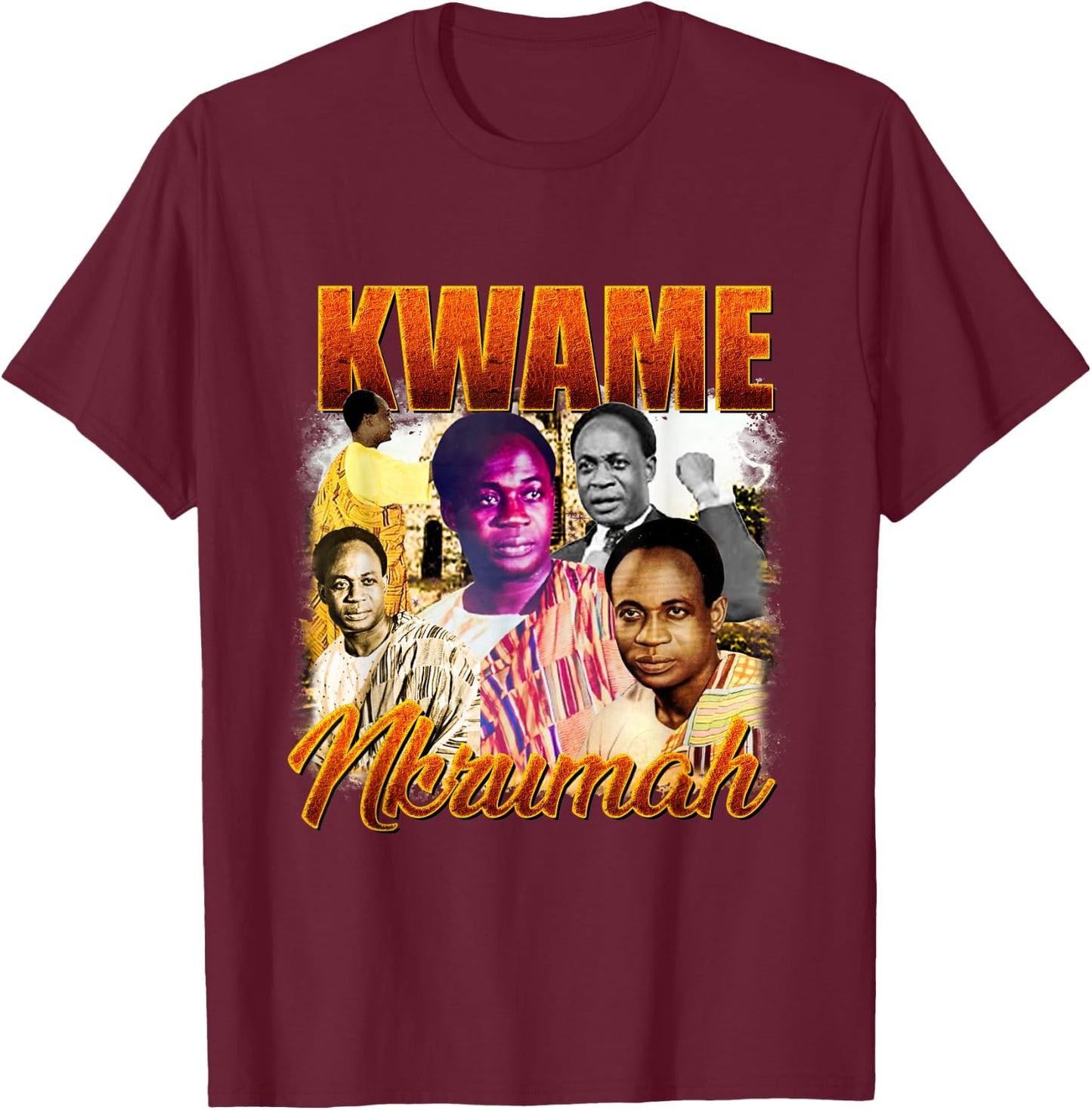 Kwame Nkrumah For Ghana 90's Vintage Bootleg T-Shirt - T-Shirt | Maroon