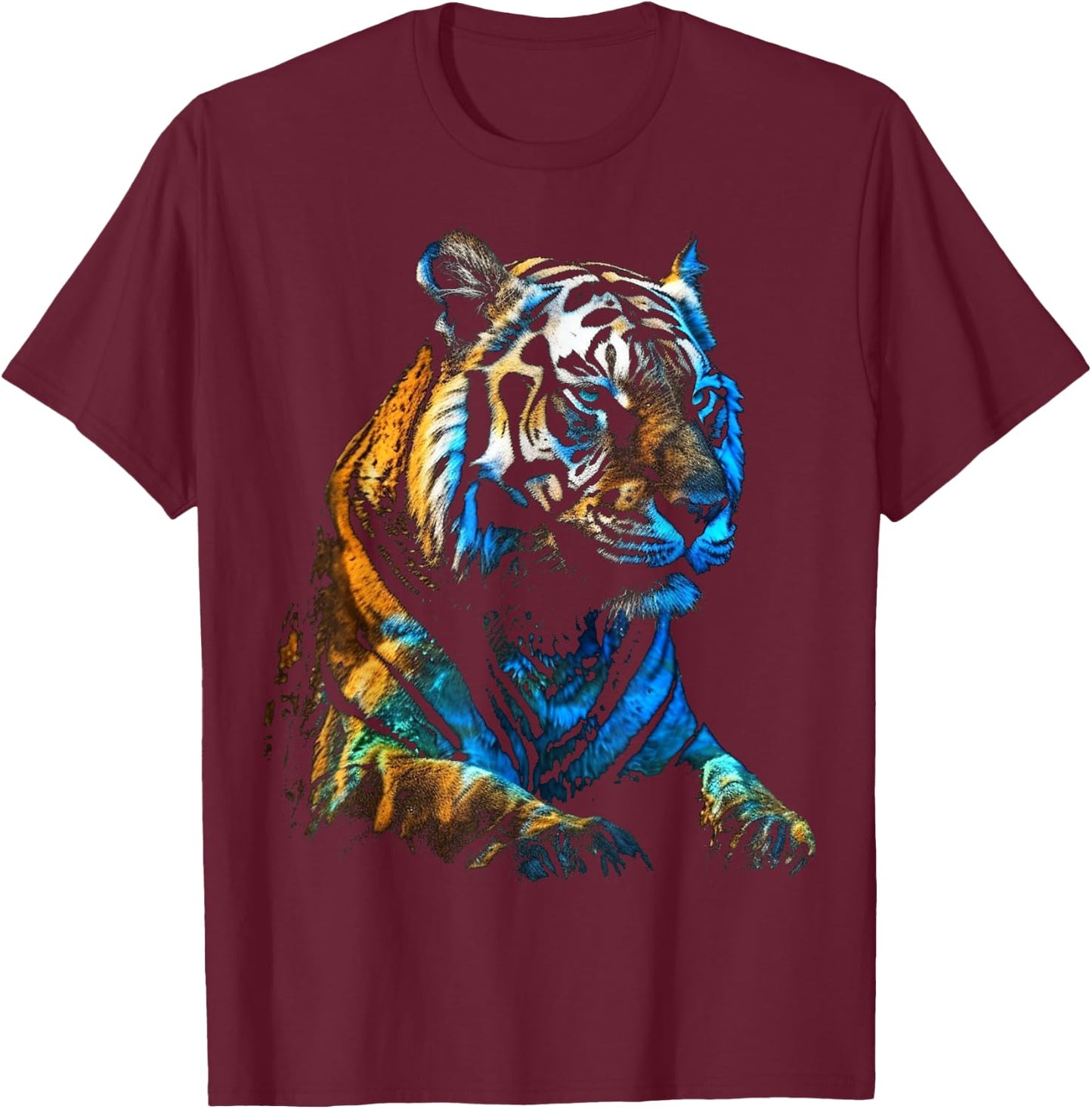 Tiger Artwork - Animal Art Tiger T-Shirt - T-Shirt | Maroon
