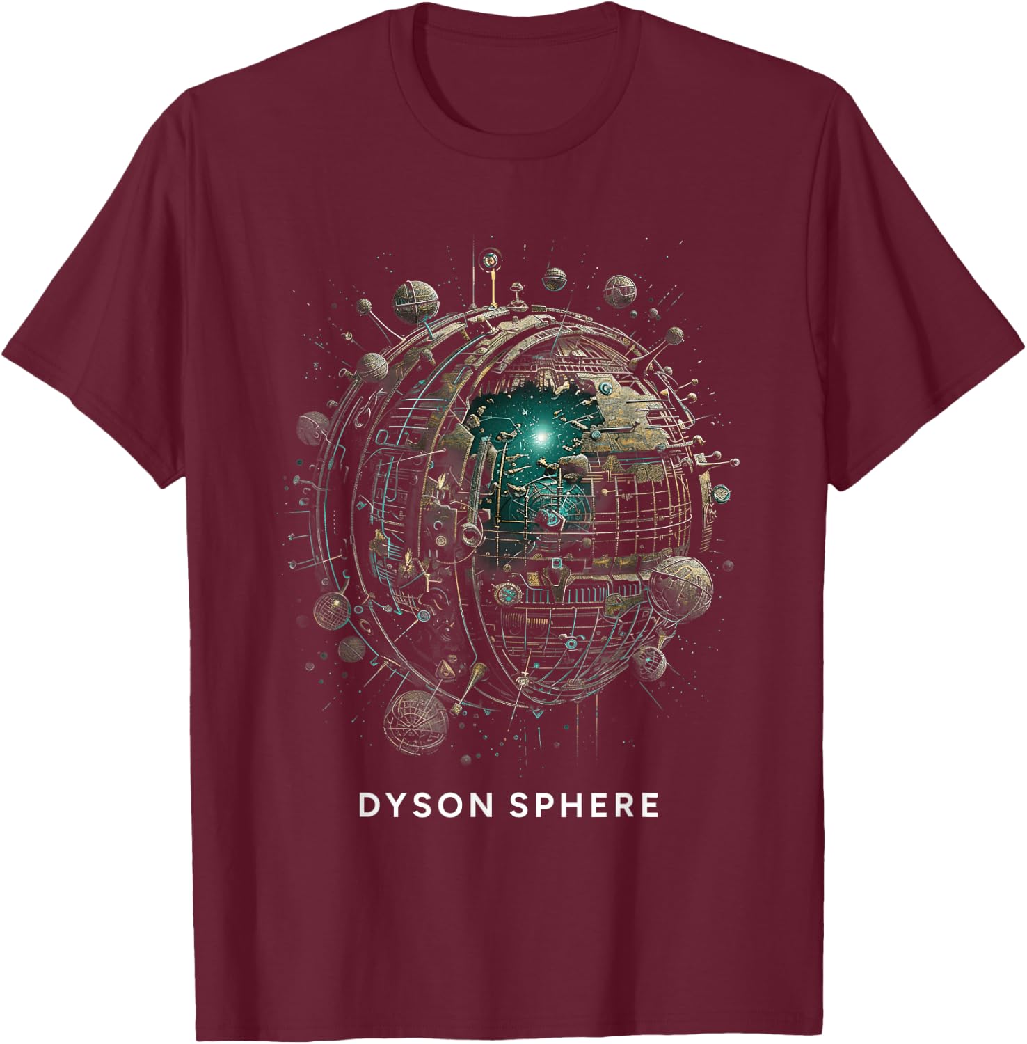 Dyson Sphere Scientific Galactic Megastructure Aliens T-Shirt - T-Shirt | Maroon