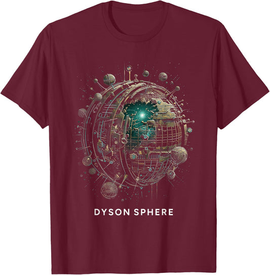 Dyson Sphere Scientific Galactic Megastructure Aliens T-Shirt - T-Shirt | Maroon