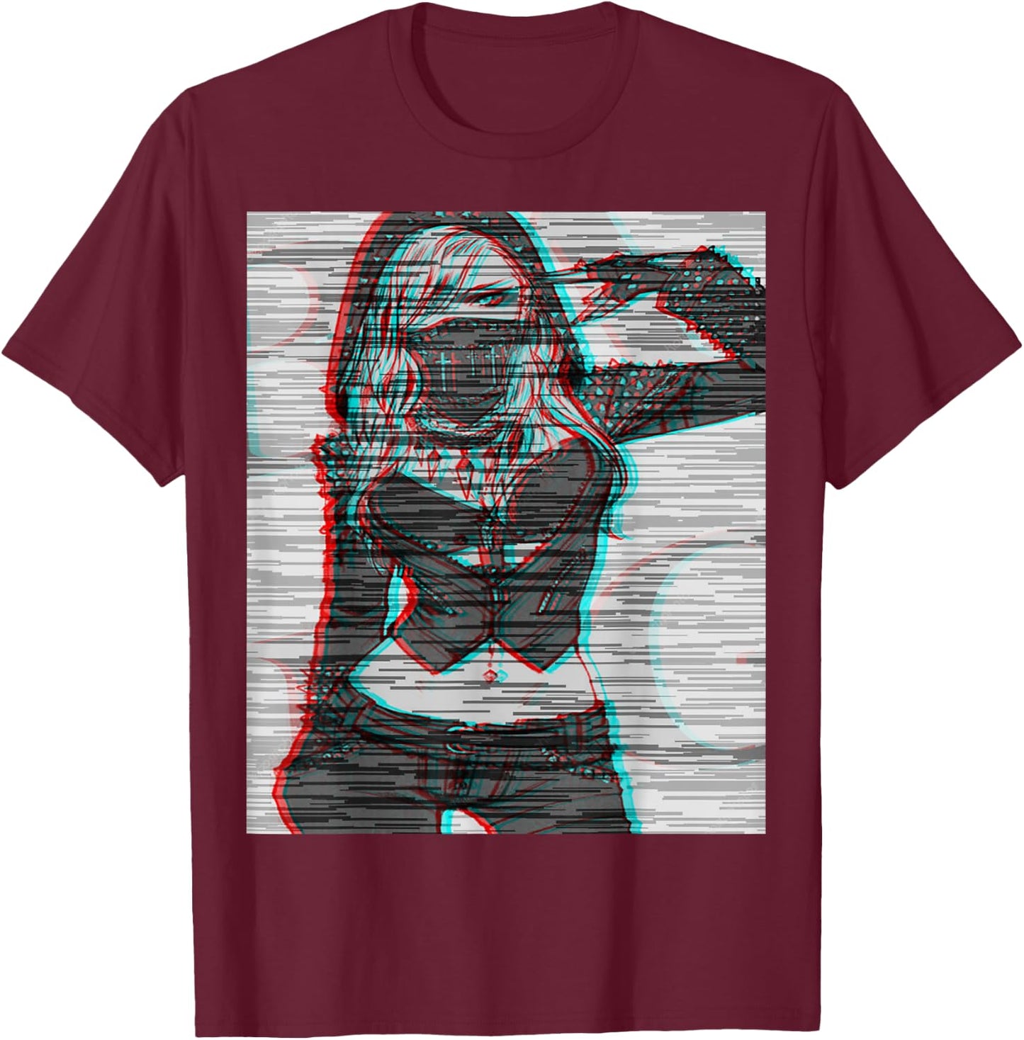 Gangsta glitch cyber assassin t shirt T-Shirt - T-Shirt | Maroon