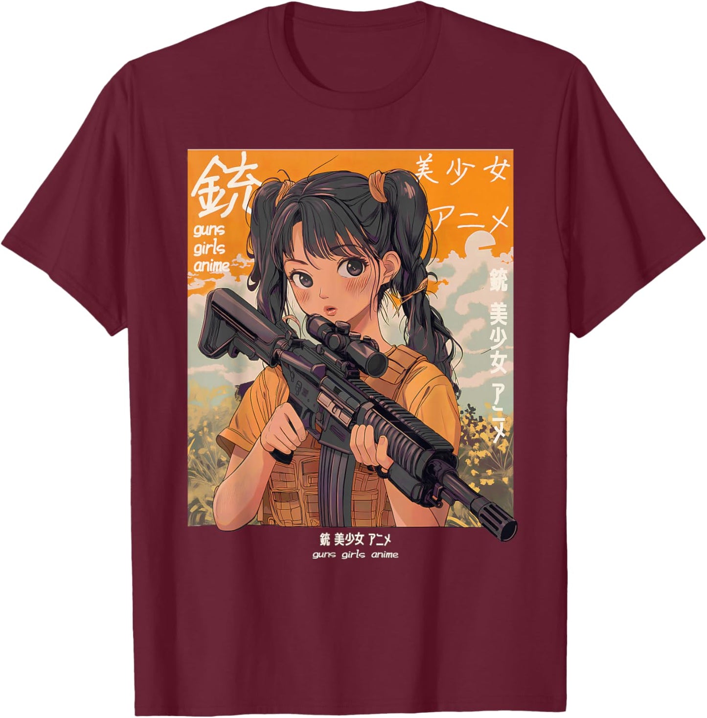 Anime Waifu Graphic T-Shirt - T-Shirt | Maroon
