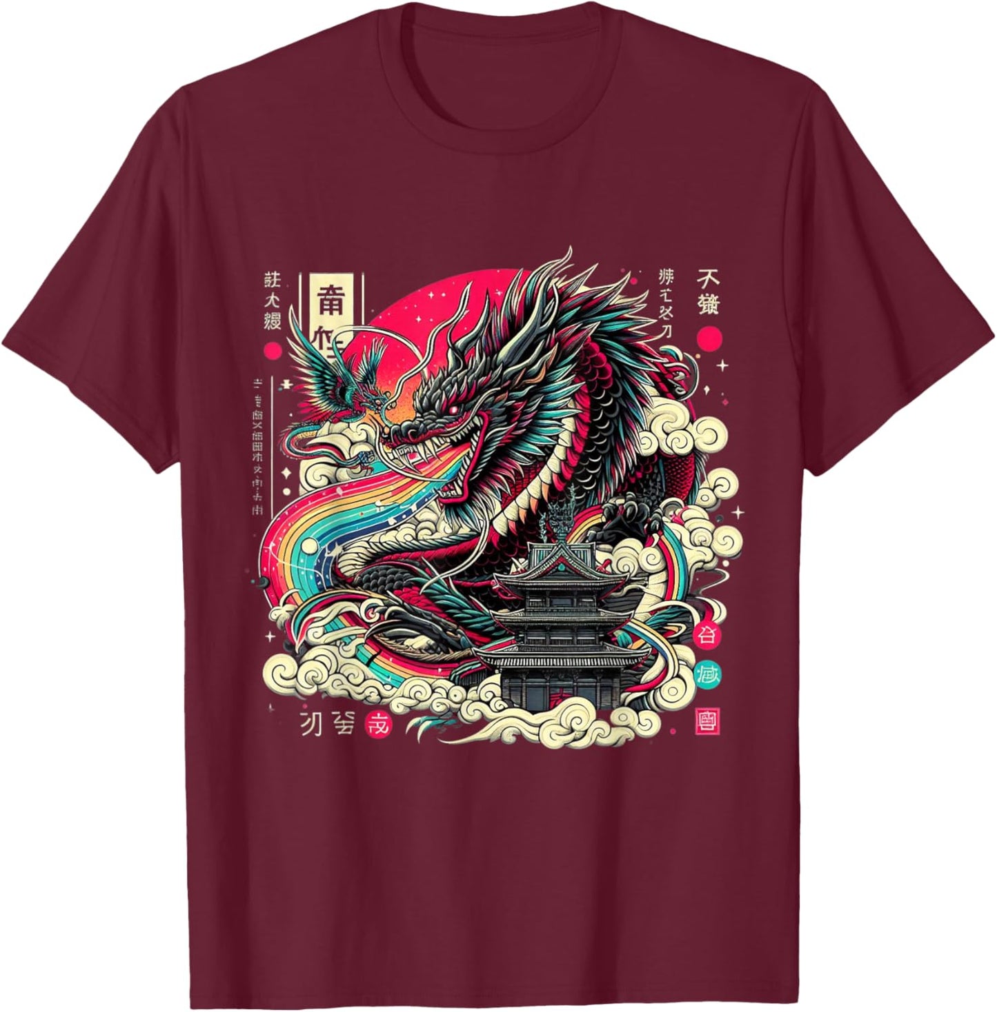 Dragon Aesthetic Japanese Culture Tokyo inspired asian T-Shirt - T-Shirt | Maroon