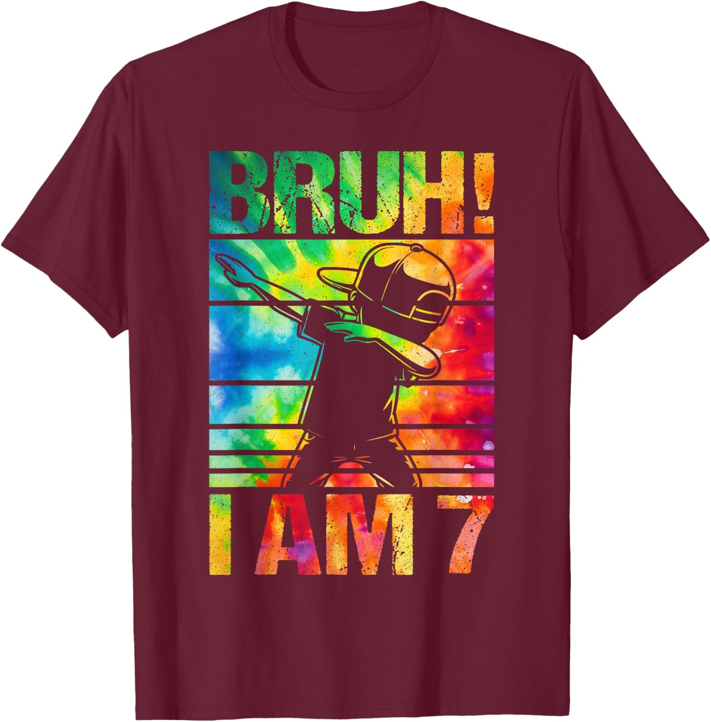 7 Year Birthday Tie Dye Dabbing Boy Bruh Its My 7th Birthday T-Shirt - T-Shirt | Maroon