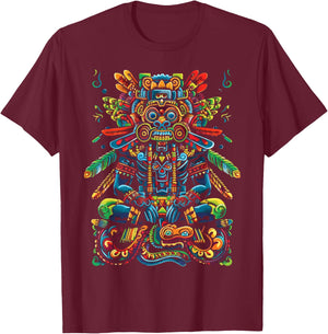 Aztec God Aztec Culture Mayan Indigenous Tlaloc Statue T-Shirt - T-Shirt | Maroon