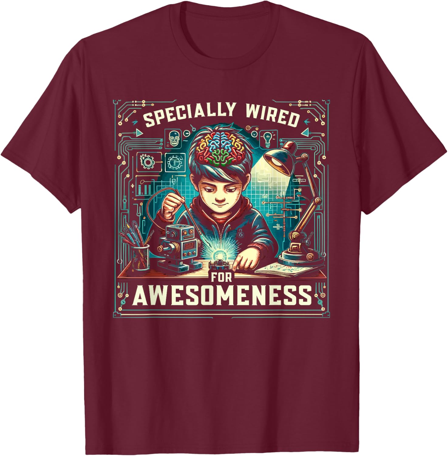 AuDHD Autism ADHD Autistic Spectrum Neurodiversity T-Shirt - T-Shirt | Maroon