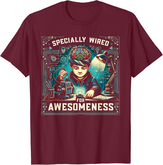 AuDHD Autism ADHD Autistic Spectrum Neurodiversity T-Shirt - T-Shirt | Maroon