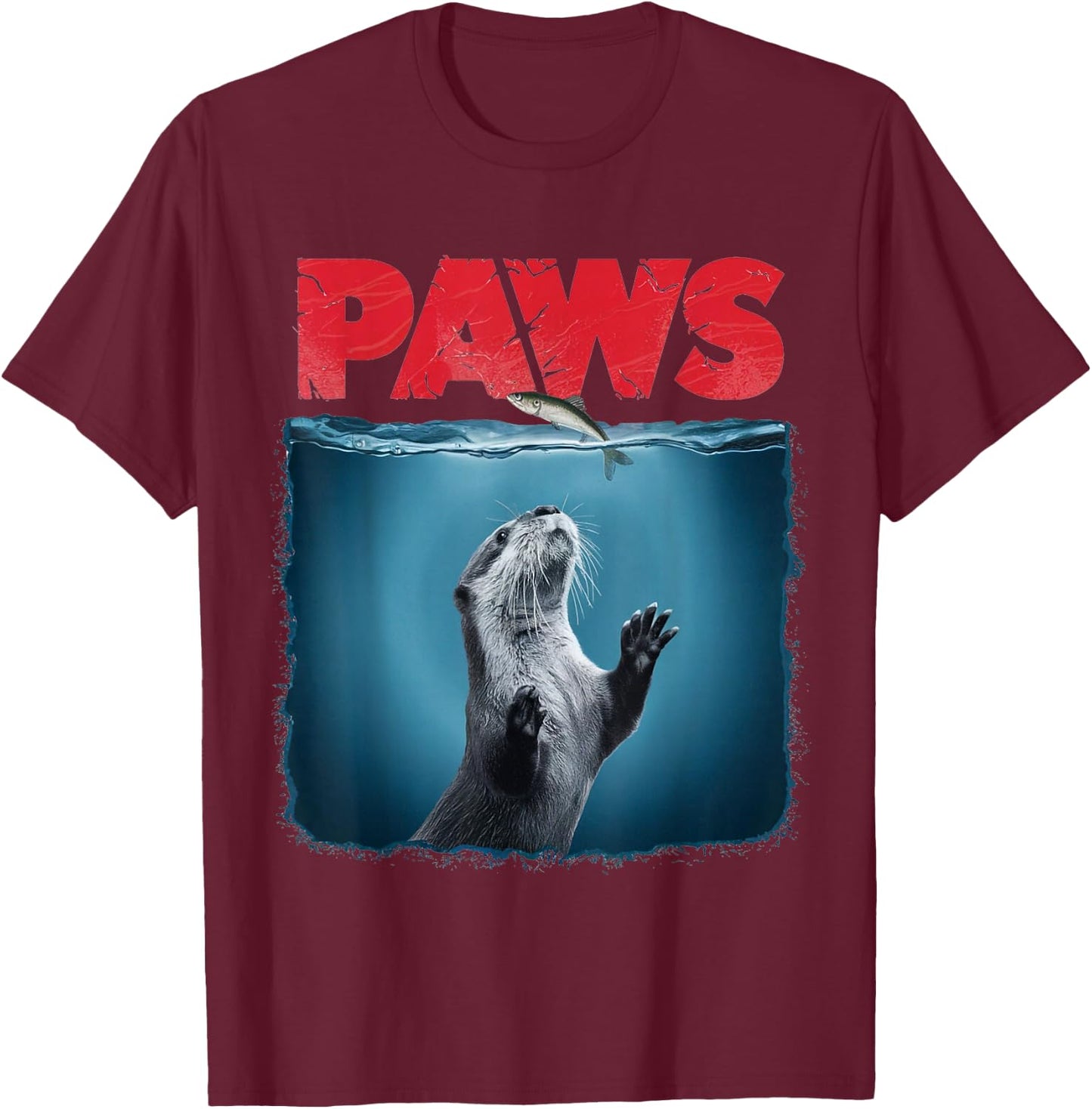 Cute Otter Shirt Paws Otter Ocean Animal Lover T-Shirt - T-Shirt | Maroon