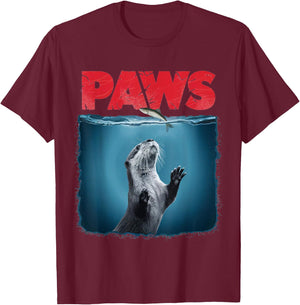 Cute Otter Shirt Paws Otter Ocean Animal Lover T-Shirt - T-Shirt | Maroon