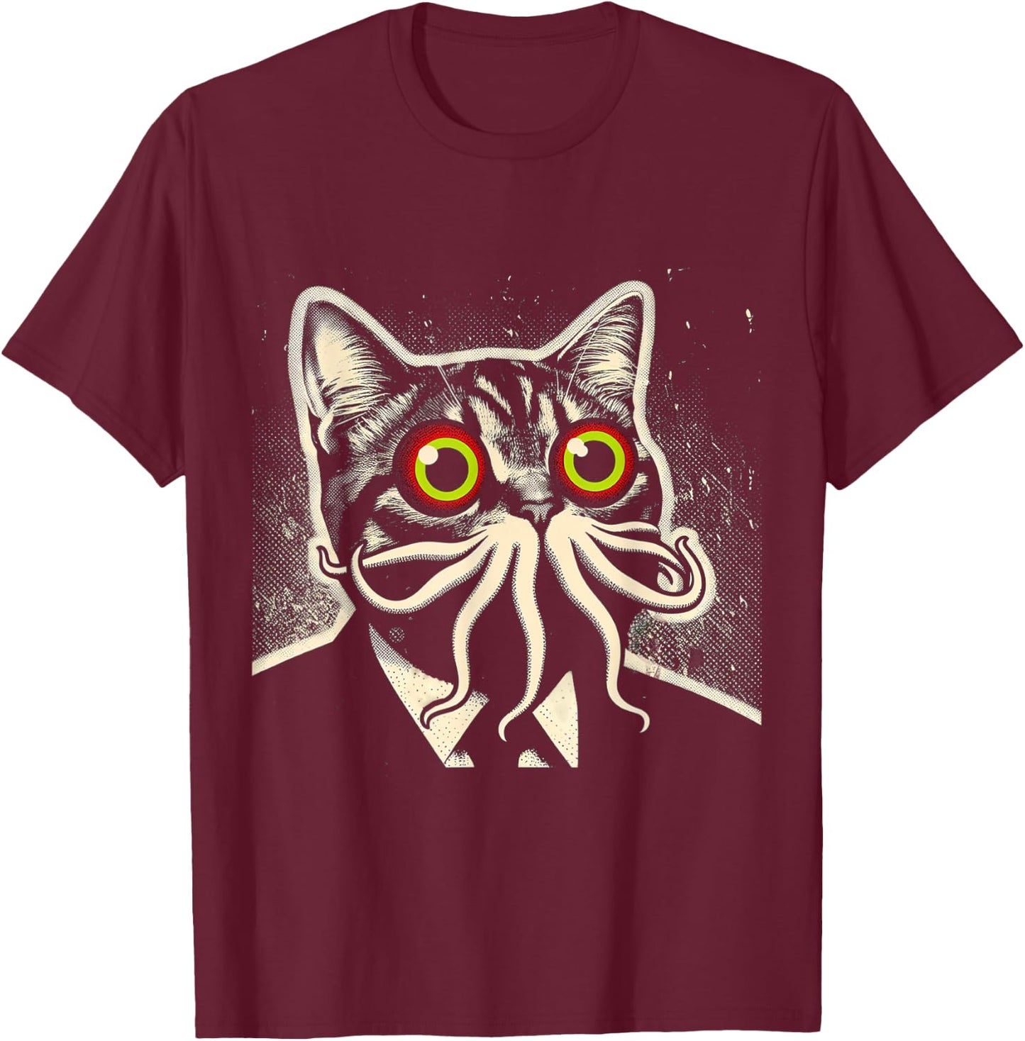 Cthulhu Cat Encounter Cosmic Mythos Feline T-Shirt - T-Shirt | Maroon