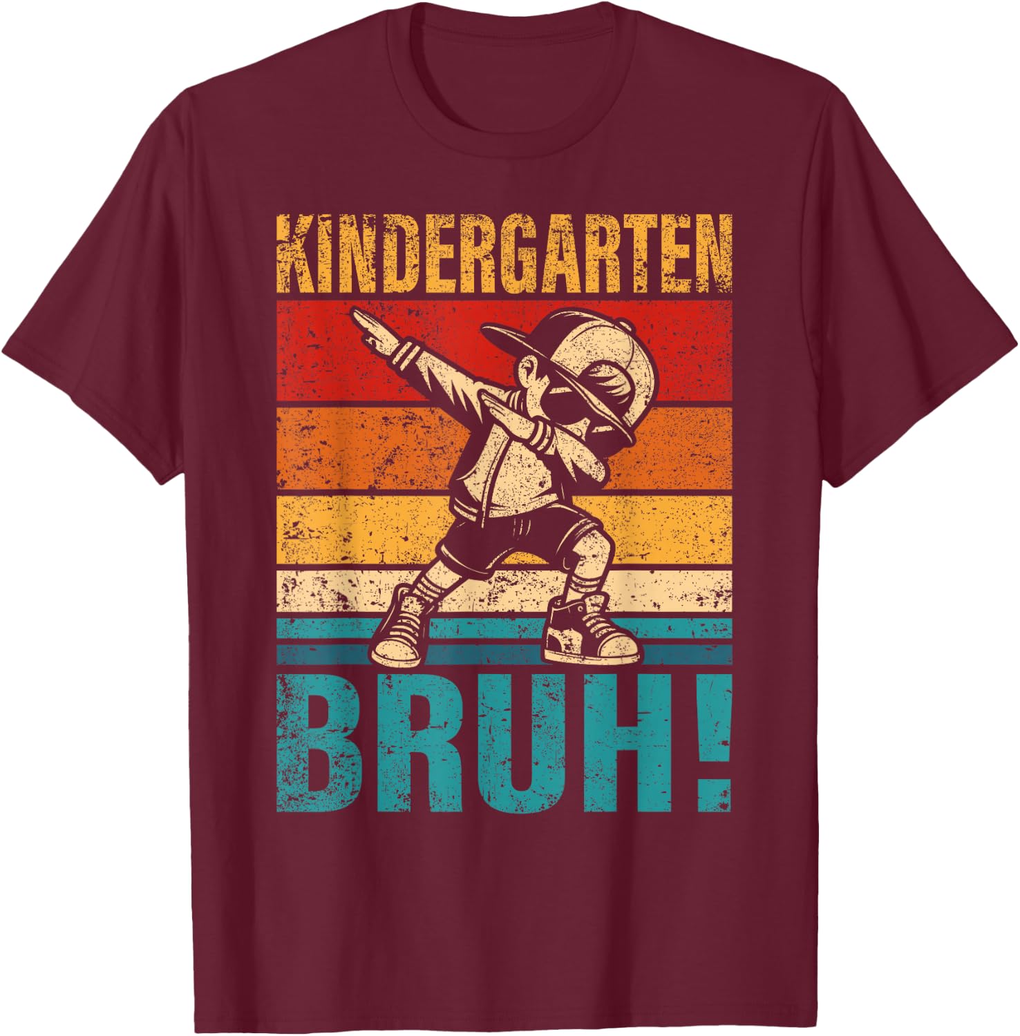 Kindergarten Bruh Dabbing Boy Kindergarten Squad Boy Student T-Shirt - T-Shirt | Maroon