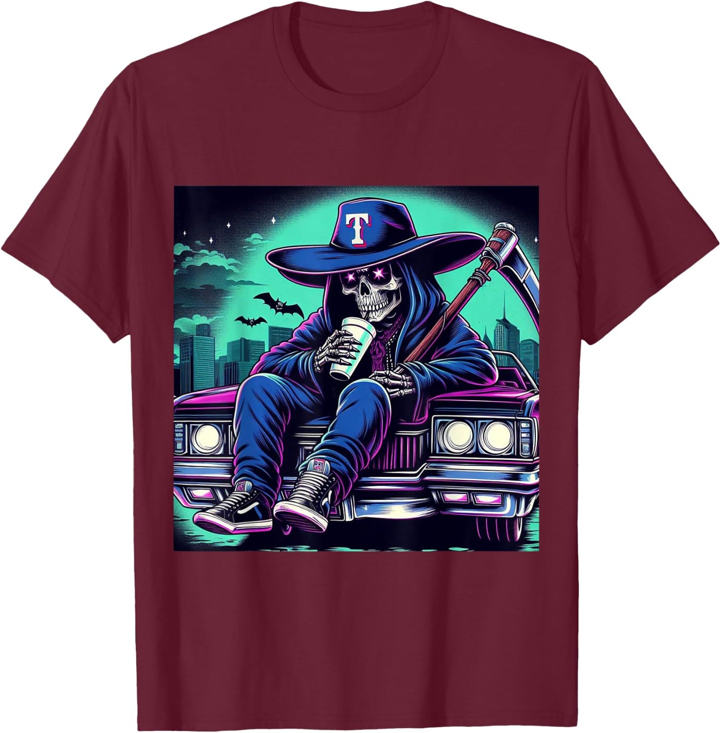 Texas Grim Reaper T-Shirt - T-Shirt | Maroon