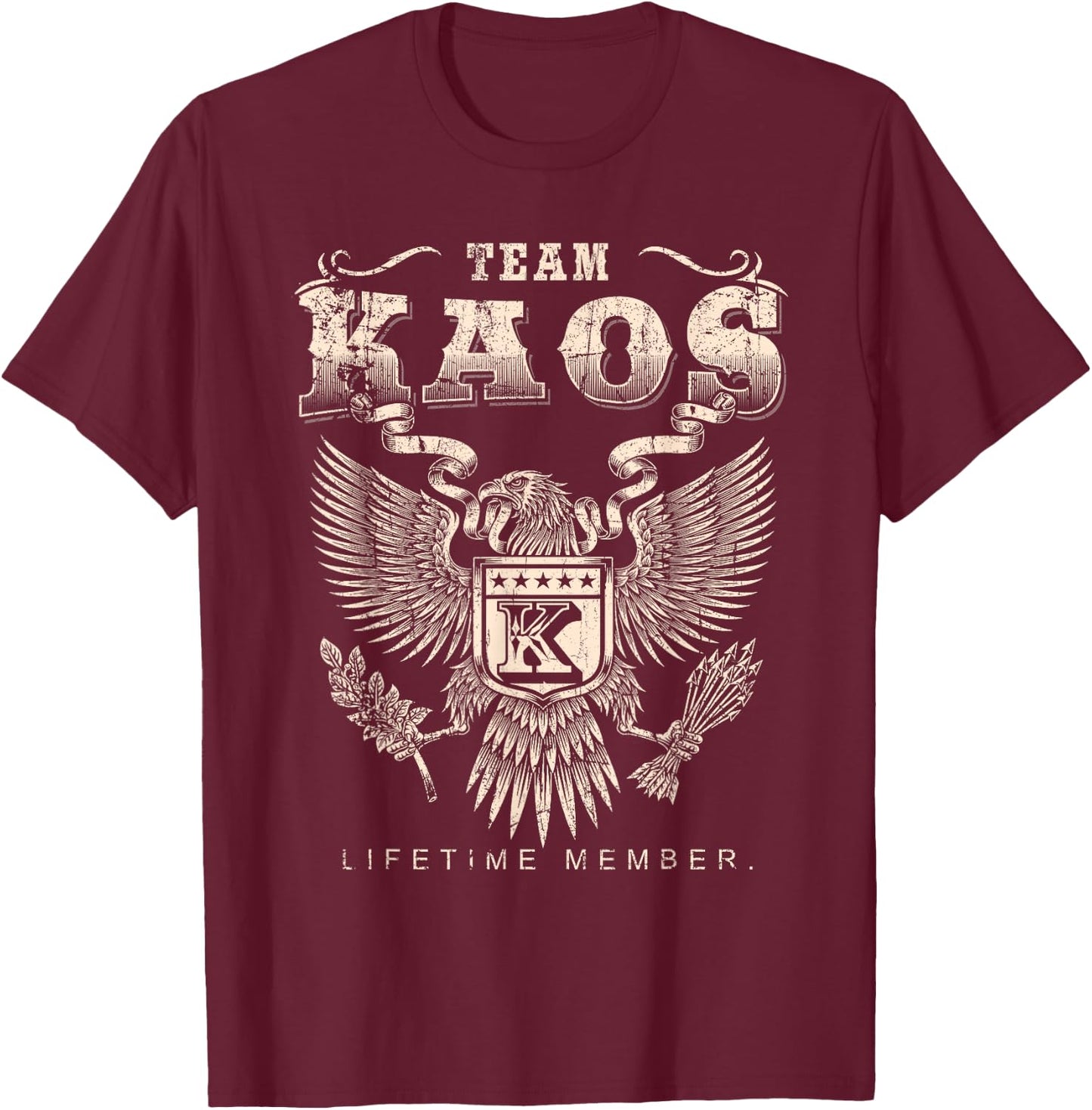 Team Kaos Lifetime Member - Kaos Name T-Shirt - T-Shirt | Maroon
