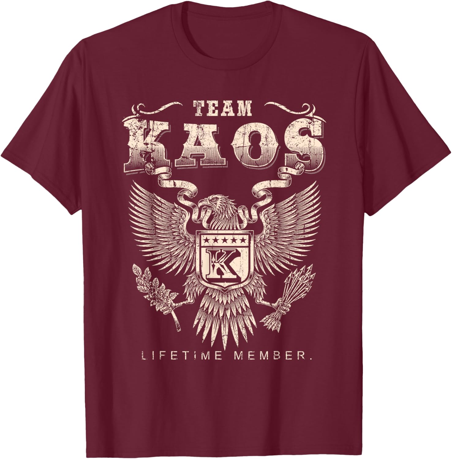 Team Kaos Lifetime Member - Kaos Name T-Shirt - T-Shirt | Maroon