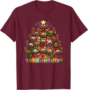 Christmas Tree English Mastiff T-Shirt - T-Shirt | Maroon