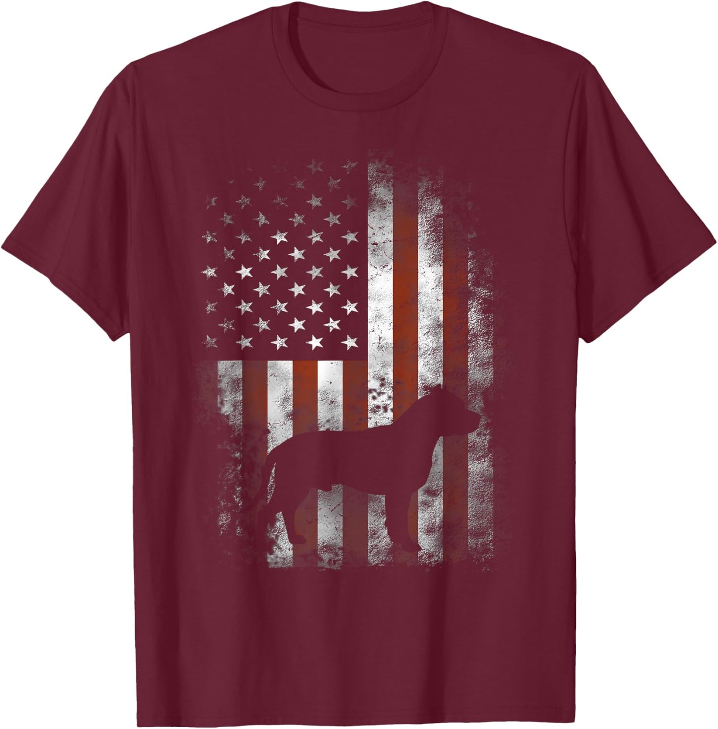 American Pitbull Terrier American Flag Patriotic T-Shirt - T-Shirt | Maroon