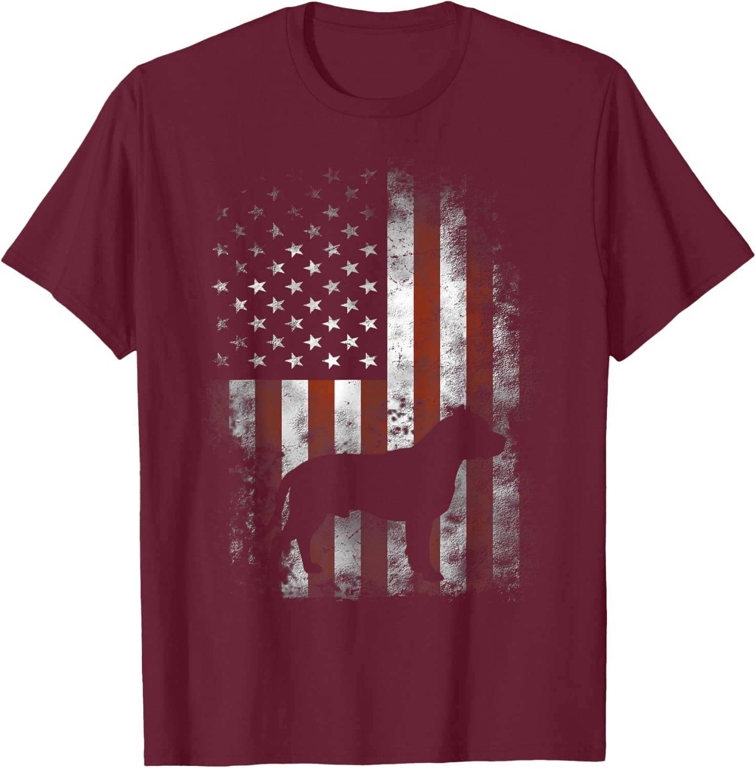 American Pitbull Terrier American Flag Patriotic T-Shirt - T-Shirt | Maroon