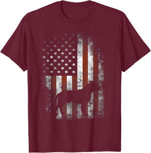 American Pitbull Terrier American Flag Patriotic T-Shirt - T-Shirt | Maroon