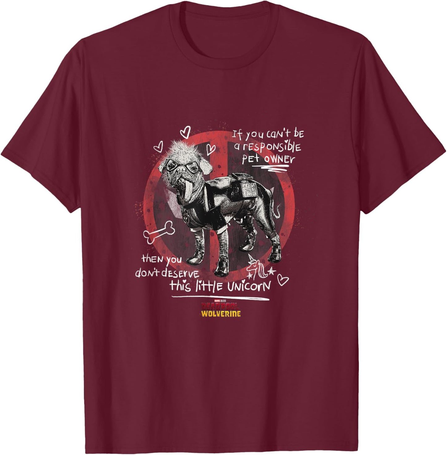 Marvel Deadpool & Wolverine A Responsible Pet Owner Vintage T-Shirt - T-Shirt | Maroon