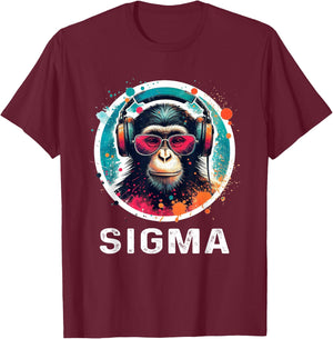Sigma Meme Shirts Ironic Meme Shirt Funny Sigma Shirt Monkey T-Shirt - T-Shirt | Maroon