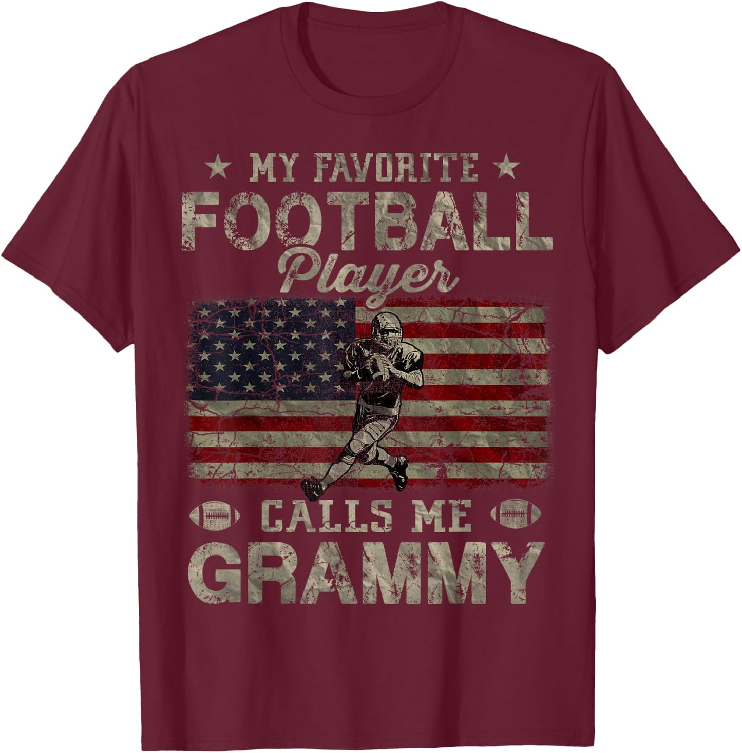 My Favorite Football Player Calls Me Grammy Mother's Day T-Shirt - T-Shirt | Maroon