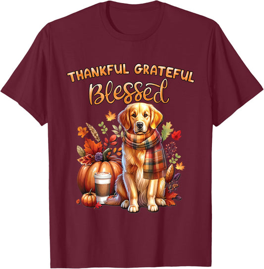Golden Retriever Dog pumpkin spice Happy Fall Yall autumn T-Shirt - T-Shirt | Maroon