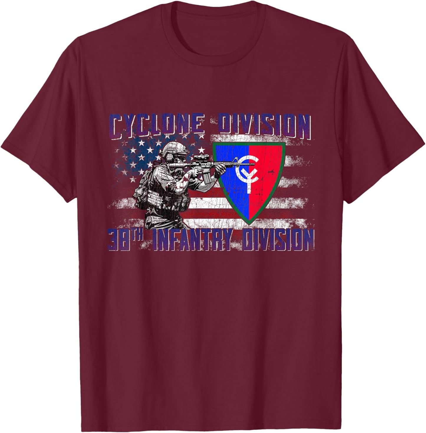38th Infantry Division 38th ID Cyclone Division Gifts T-Shirt - T-Shirt | Maroon
