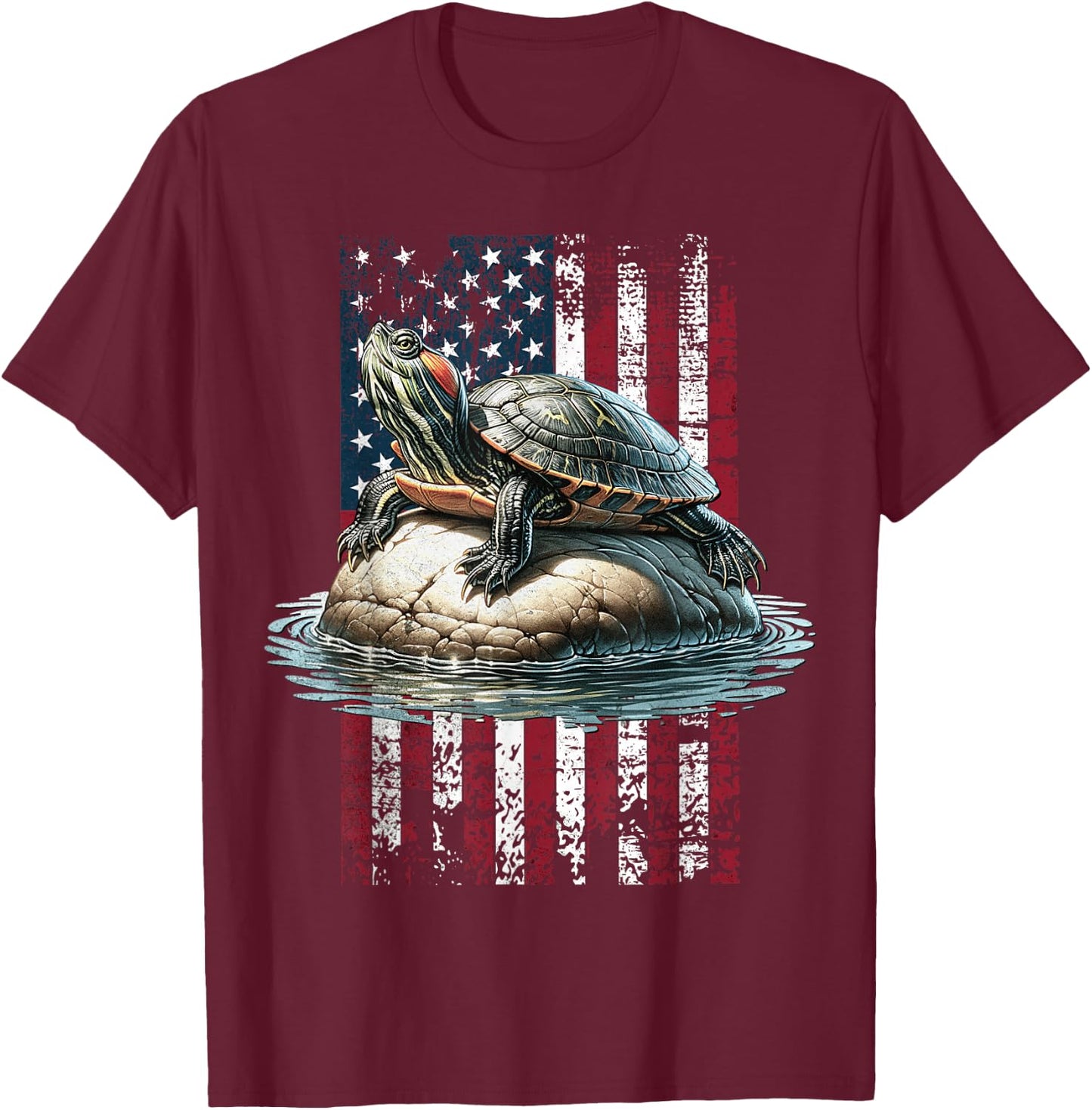 American Turtle Red Eared Slider US Red Eared Slider T-Shirt - T-Shirt | Maroon