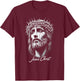 Jesus Christ in Crown of Thorns Distressed T-Shirt - T-Shirt | Maroon