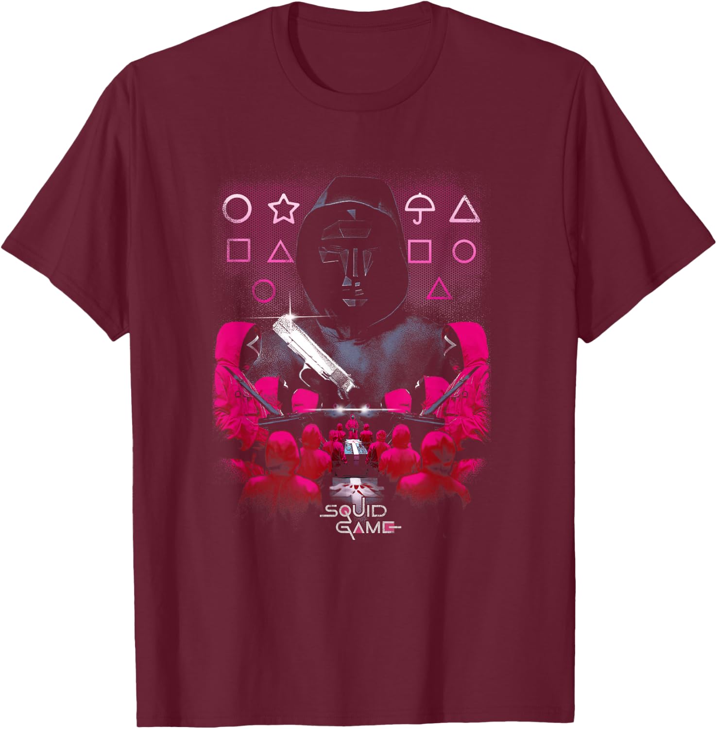 Squid Game Front Man Geometric Poster T-Shirt - T-Shirt | Maroon